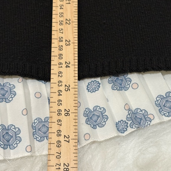 Chico's Black & Floral Knit Cotton‎ Pleated Sweater Blouse XL P - Picture 4 of 7